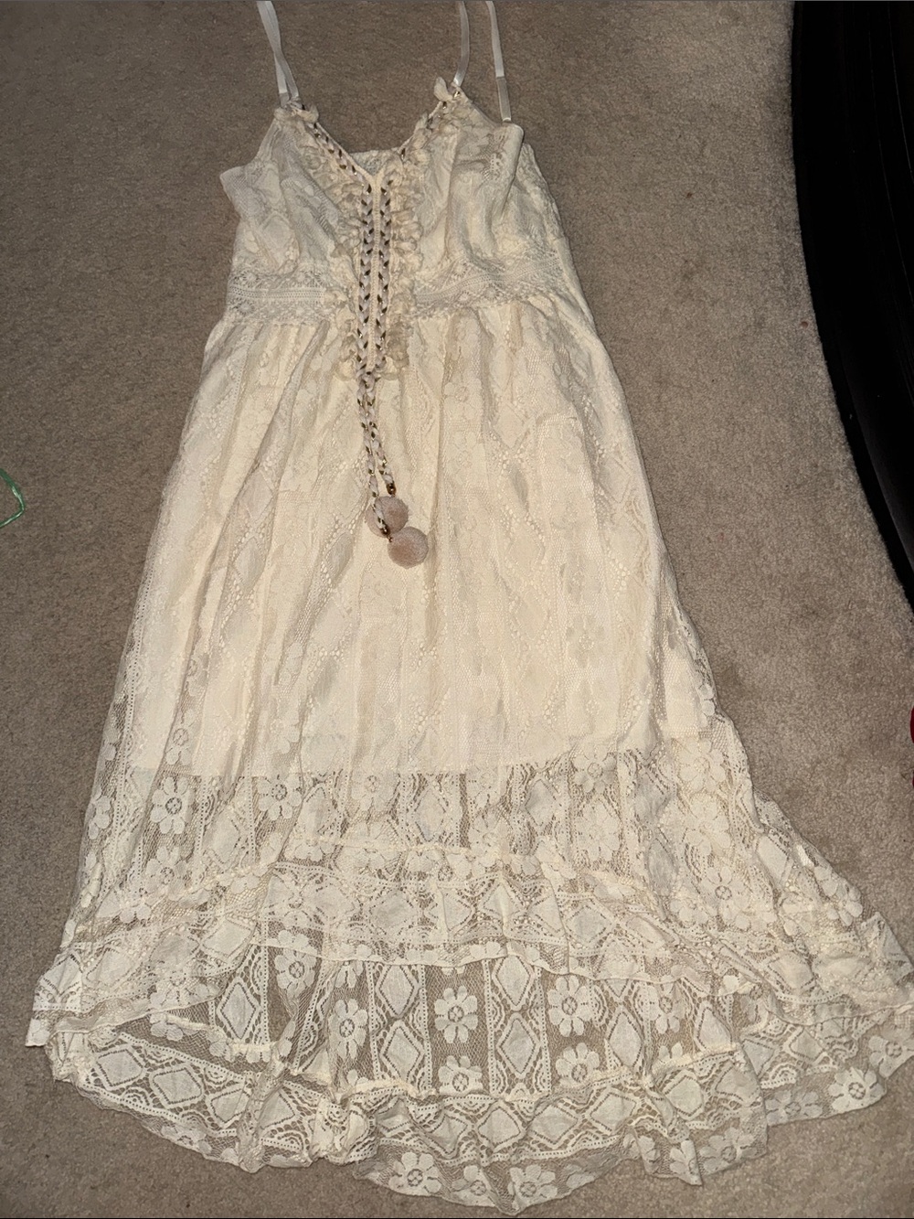 Ivory Lace Spaghetti Strap Sundress